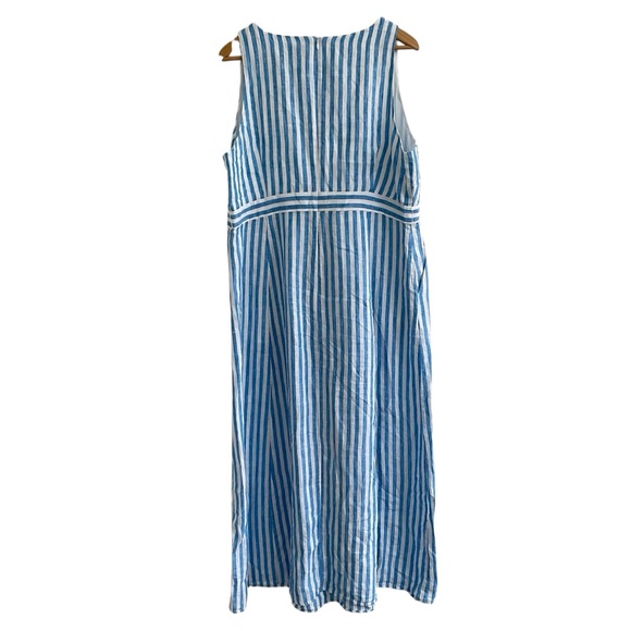 Hatley Isla Linen Dress XL French Stripes Blue White Cruise Resort Party - Picture 4 of 14